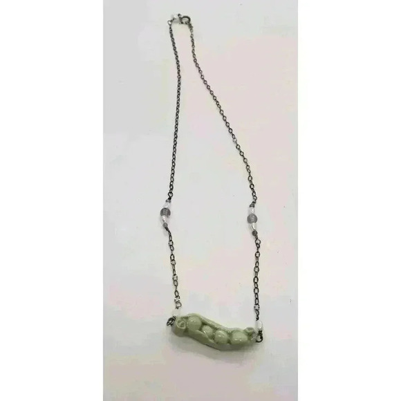 Peas In A pod Necklace 925 Sterling Silver Pearl Amethyst Ceramic Baby Shower - Picture 2 of 8